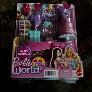 Barbie World Birthday Cake Topper Set - Pink and Purple